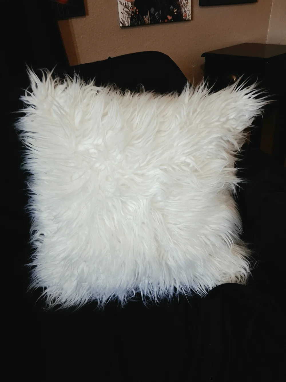 Plush White Faux Fur Accent Pillow by
